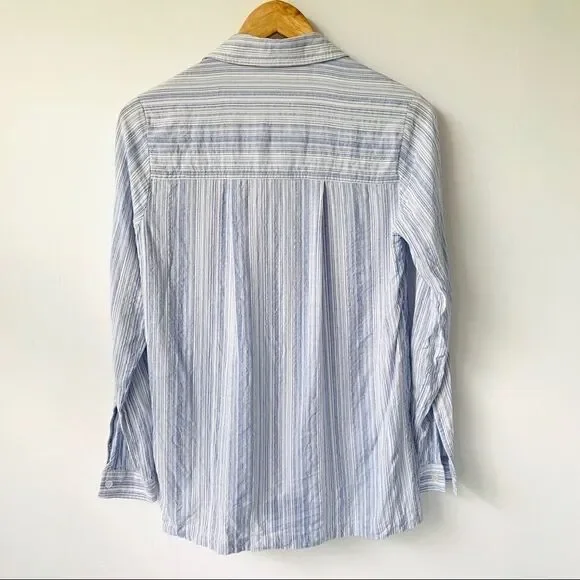 ATHLETA MICRO STRIPE PENINSULA BLUE WHITE TOP - Picture 4 of 8